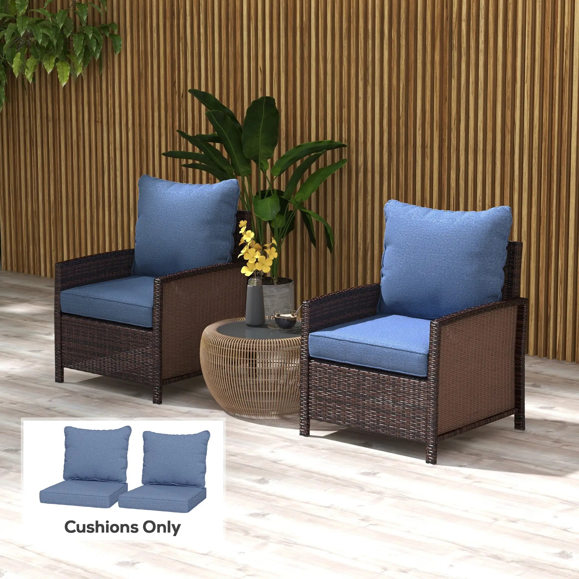4-Piece Patio Chair Cushion Set, Indoor Outdoor, Blue Patio Chair Cushions at Gallery Canada