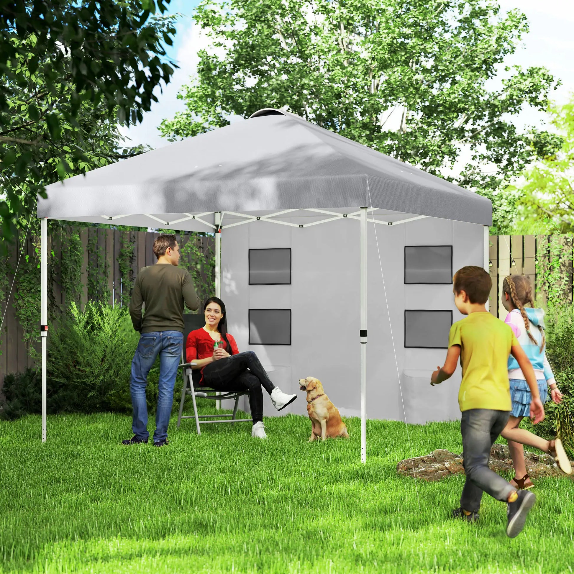 10' x 10' Pop Up Canopy Tent, Adjustable Height, Light Grey Pop Up Canopies at Gallery Canada