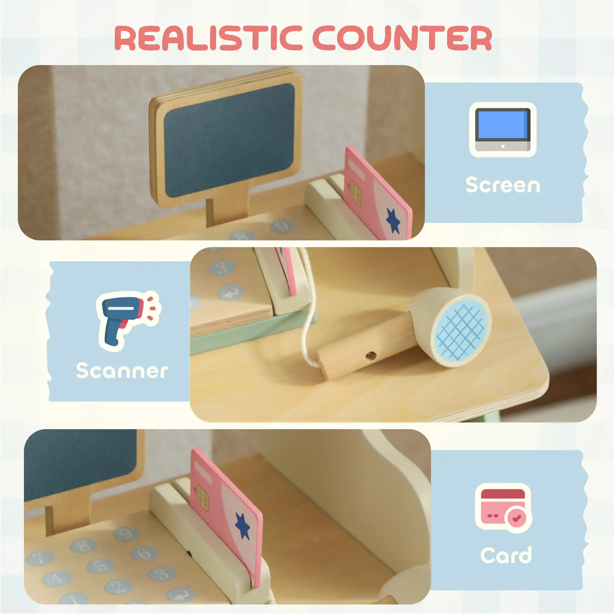 Kids Grocery Store Playset, Toy Set with Cash Register, Chalkboard, Food Toy Playsets at Gallery Canada