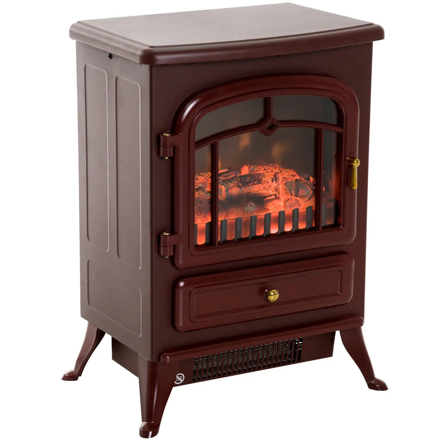 16" Free Standing Electric Fireplace, Adjustable Stove Heater, Wood Burning Flame, 750/1500W, Red Brown Electric Fireplaces at Gallery Canada