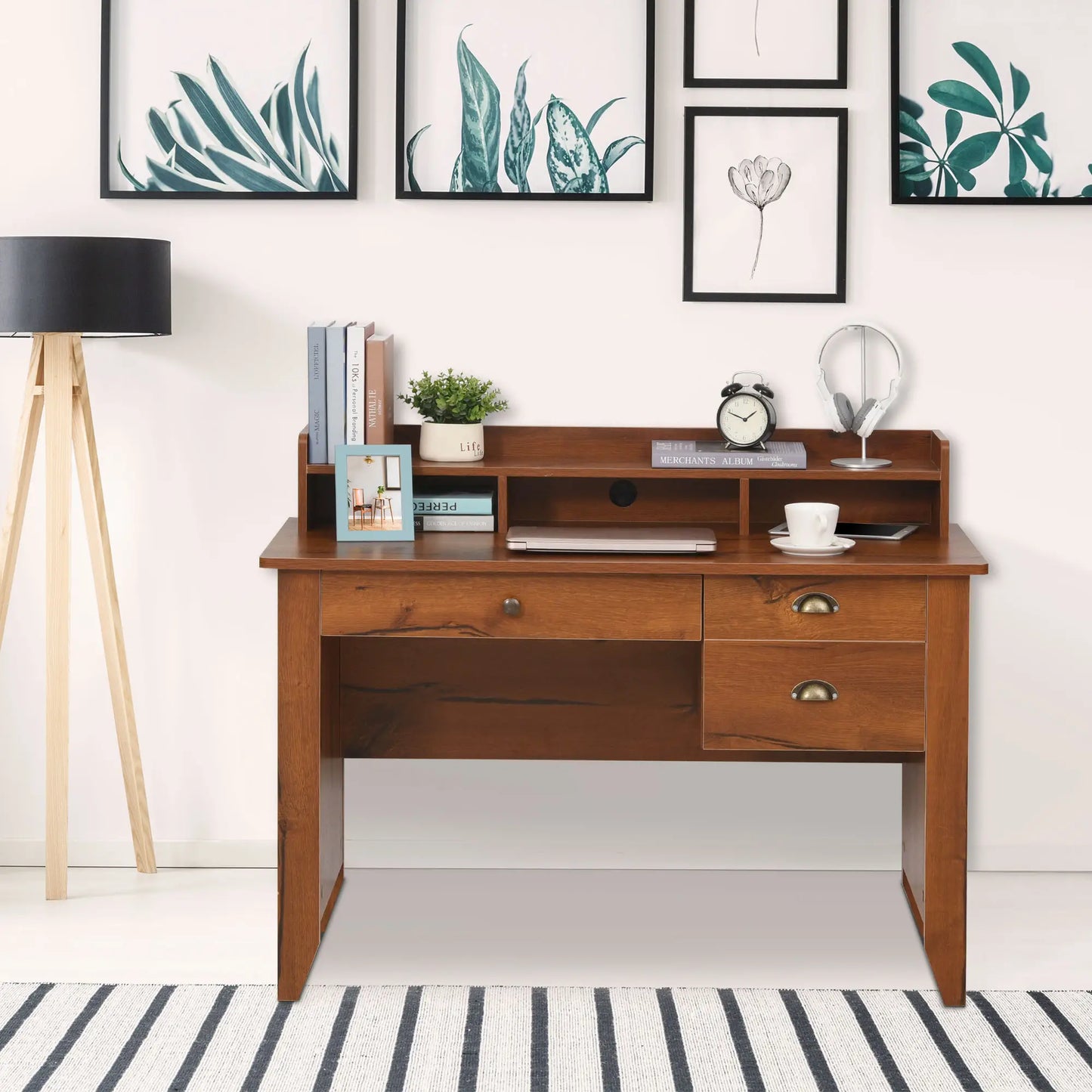 Computer Desk with Storage, Drawers, Shelf, Office Table, Brown Writing Desks at Gallery Canada