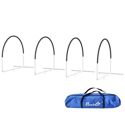Dog Agility Kit, Obstacle Course Training Equipment, Weave Poles, Carry Bag, Black