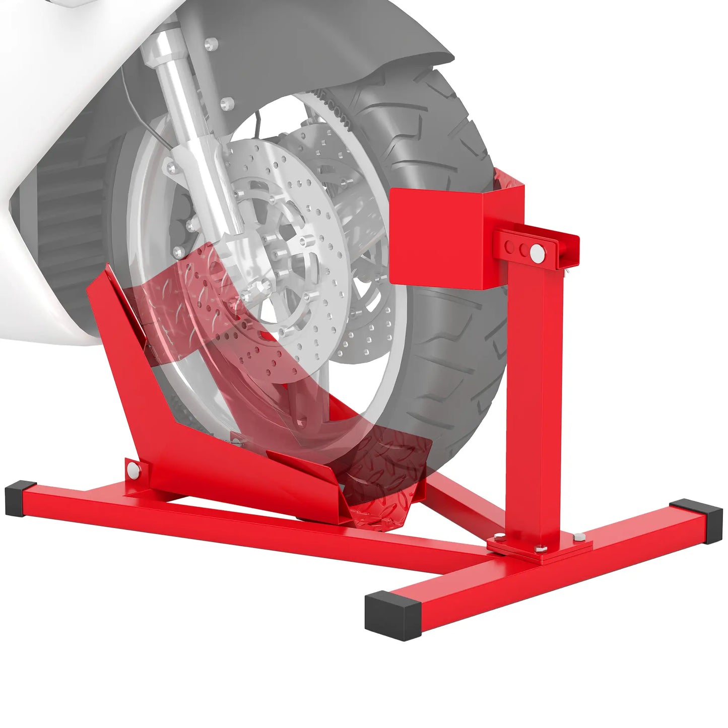 Motorcycle Wheel Chock, 660 lbs Capacity, Heavy Duty Steel, 14"-21" Wheels, Red Bike Parking Stands at Gallery Canada