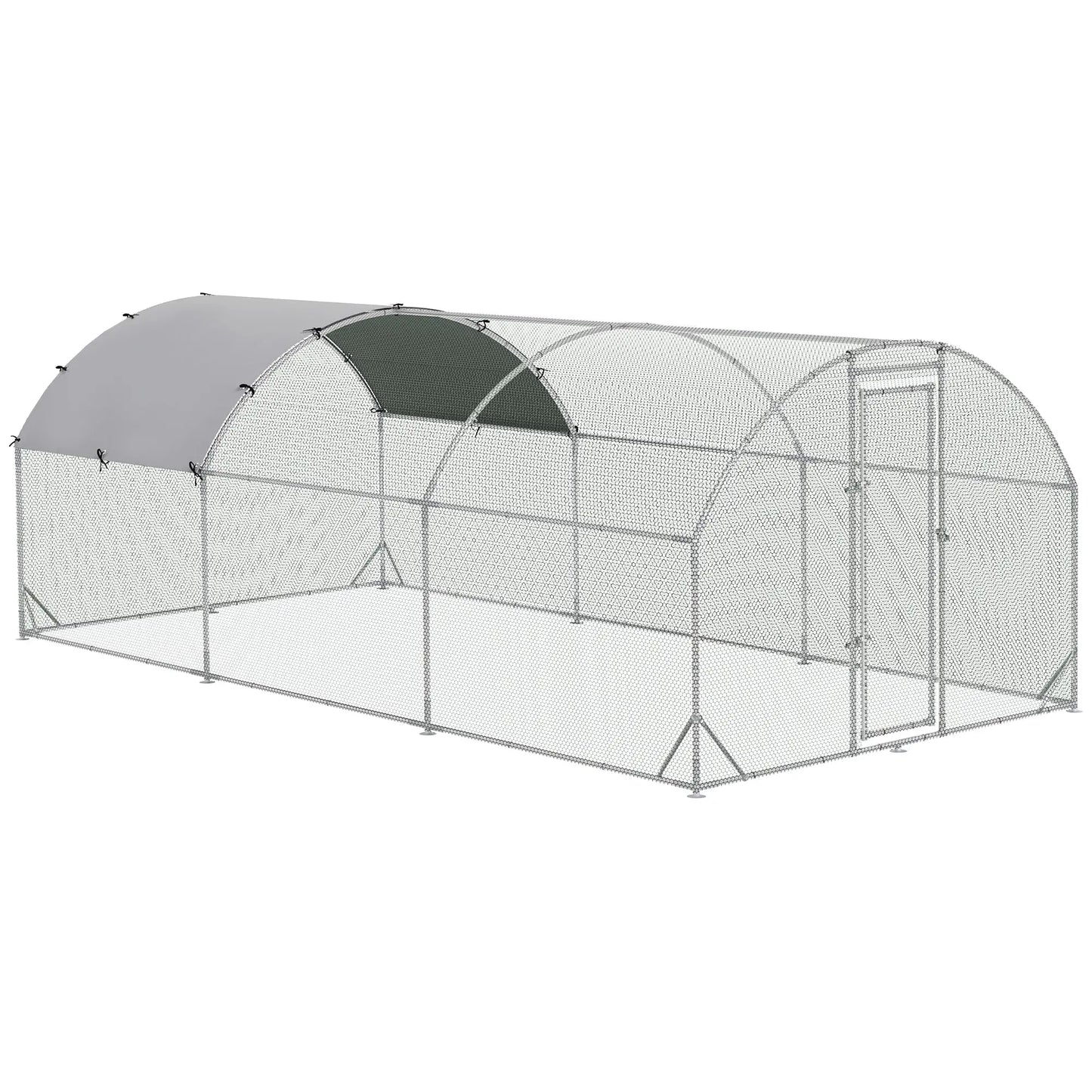 Large Metal Chicken Coop, Walk-in Enclosure, Poultry Hen Run, Rabbit Hutch, 9.2' x 18.7' x 6.5', Silver Chicken Coops Silver at Gallery Canada