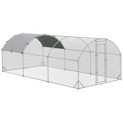 Large Metal Chicken Coop, Walk-in Enclosure, Poultry Hen Run, Rabbit Hutch, 9.2' x 18.7' x 6.5', Silver Chicken Coops Silver at Gallery Canada