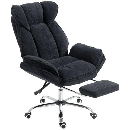 Big & Tall Office Chair, High Back, Snowflake Velvet, Black