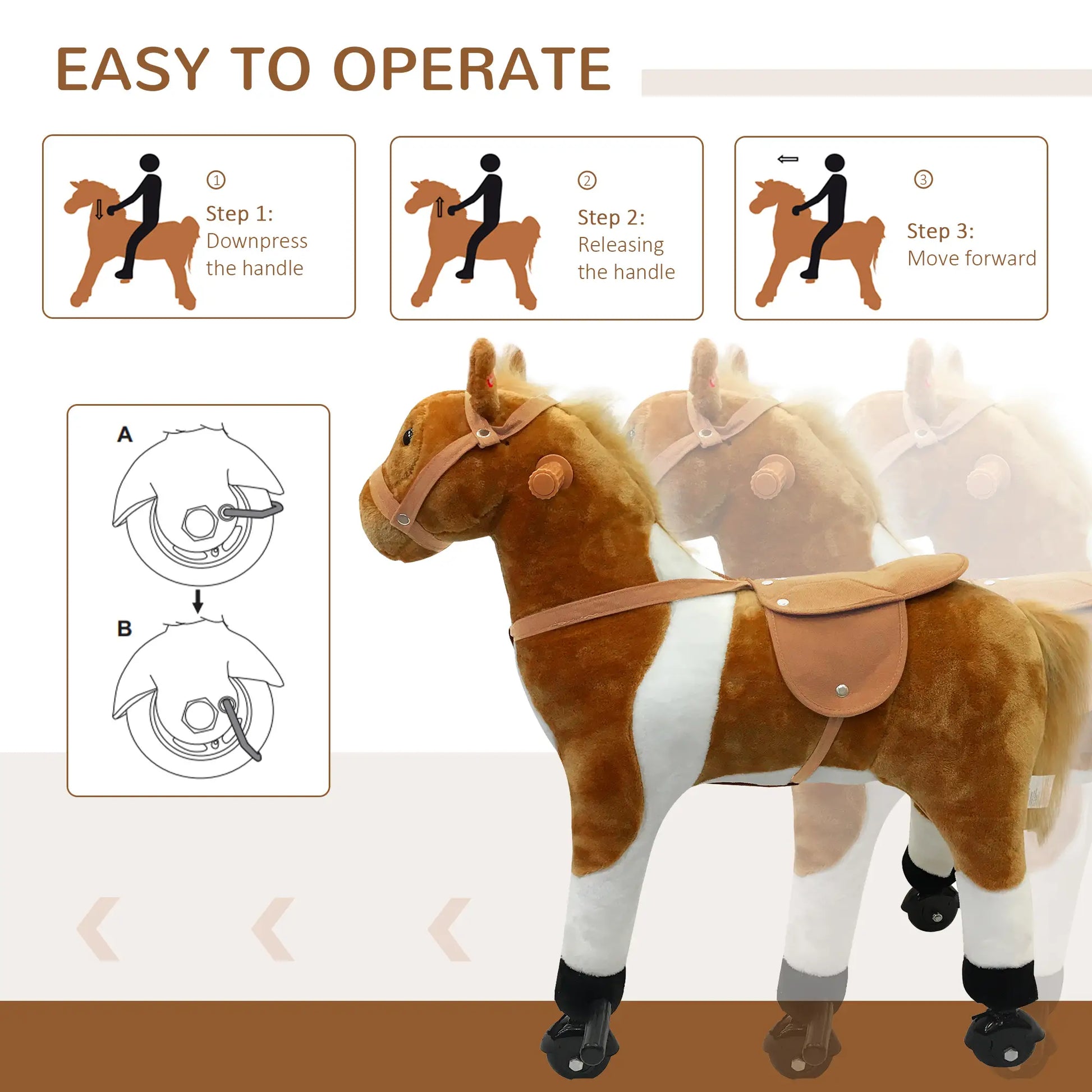 Kids Rocking Horse, Large Ride on Toy for Toddlers, Brown Rocking Horses at Gallery Canada