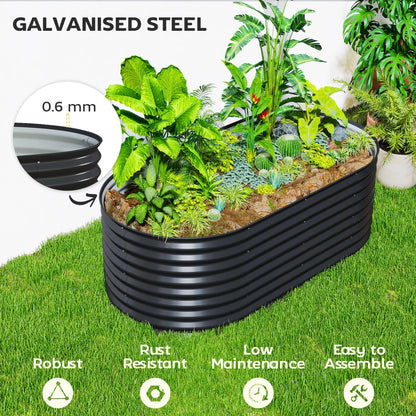 Galvanized Raised Garden Bed, 5 x 2.5 x 2 ft, Oval Planter Box, Black