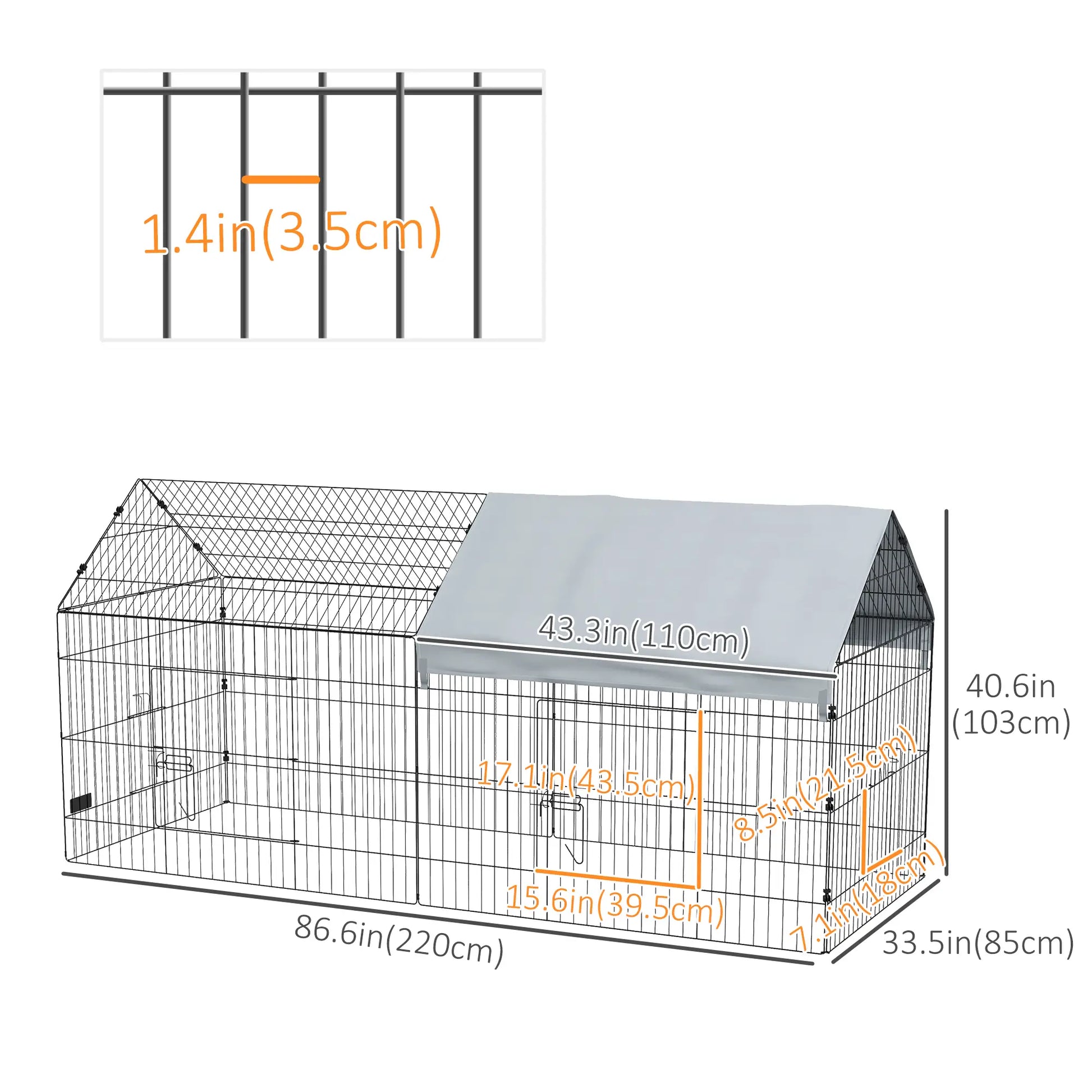 87" Small Animal Cage with Roof, Indoor/Outdoor Use, for Chicken, Rabbits, Chinchillas, Silver Houses & Habitats at Gallery Canada