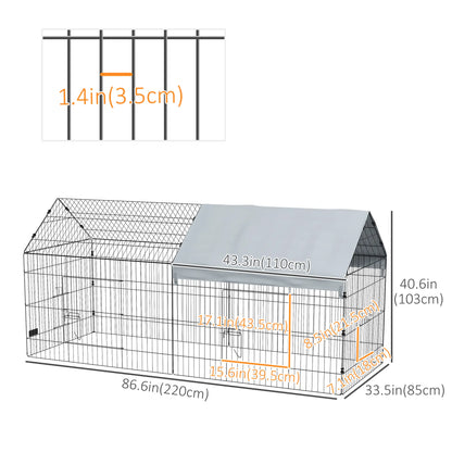 87" Small Animal Cage with Roof, Indoor/Outdoor Use, for Chicken, Rabbits, Chinchillas, Silver Houses & Habitats at Gallery Canada
