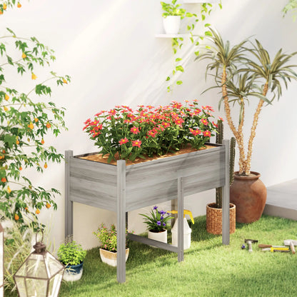 Wooden Raised Planter Box, Drain Holes, 45.3x21.7x31.5inch, Grey Raised Garden Beds at Gallery Canada