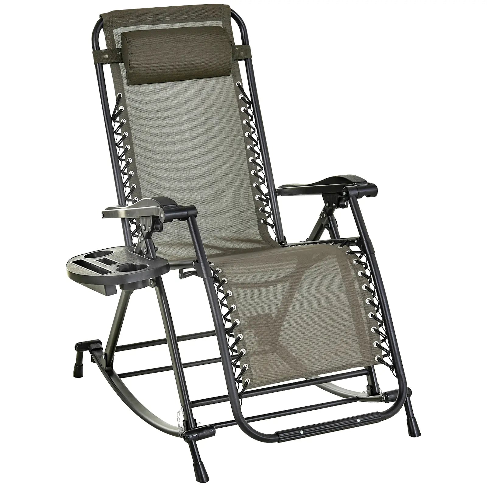 Adjustable Zero Gravity Recliner, Foldable Sun Lounger, Grey Outdoor Rocking Chairs Grey at Gallery Canada