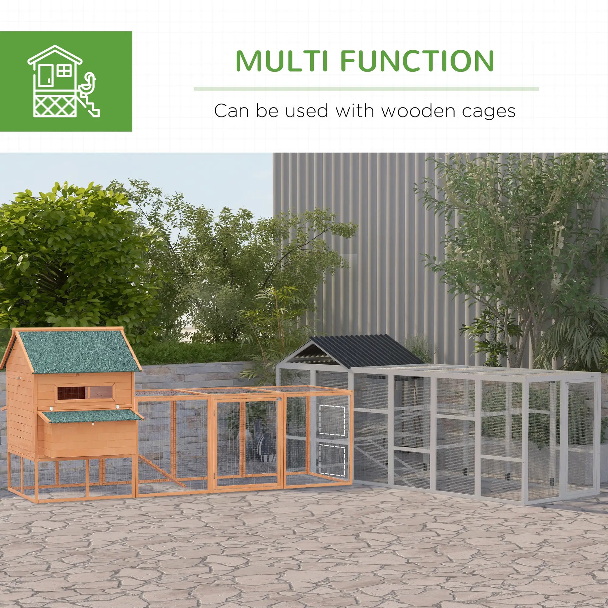 142 Outdoor Wooden Chicken Coop with Run, Ramps, Perches, Grey Chicken Coops at Gallery Canada