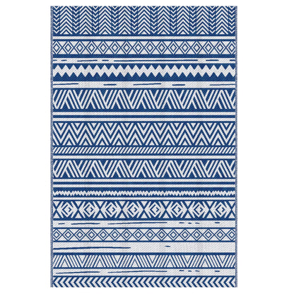 Reversible Outdoor Rug, Patio Floor Mat, 6' x 9', White, Dark Blue Garden Decor Dark Blue and White at Gallery Canada