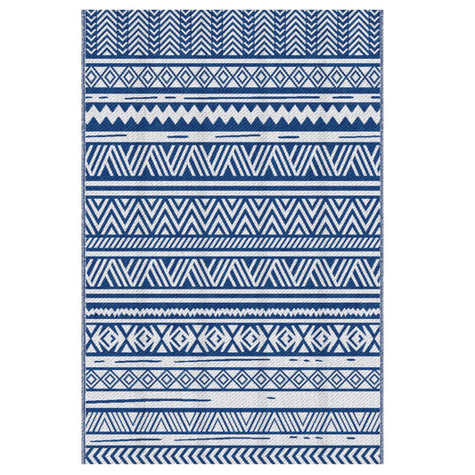 Reversible Outdoor Rug, Patio Floor Mat, 6' x 9', White, Dark Blue Garden Decor Dark Blue and White at Gallery Canada