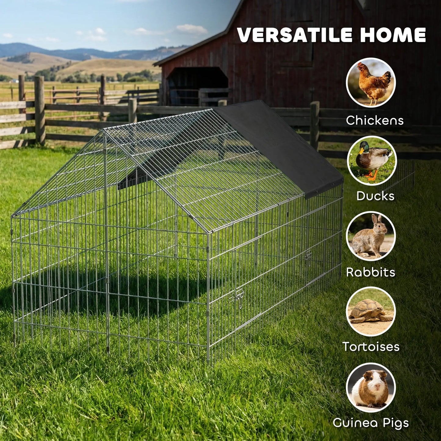 Metal Chicken Coop With UV-Resistant Cover, 71" x 29.5" x 29.5", Black Chicken Coops at Gallery Canada