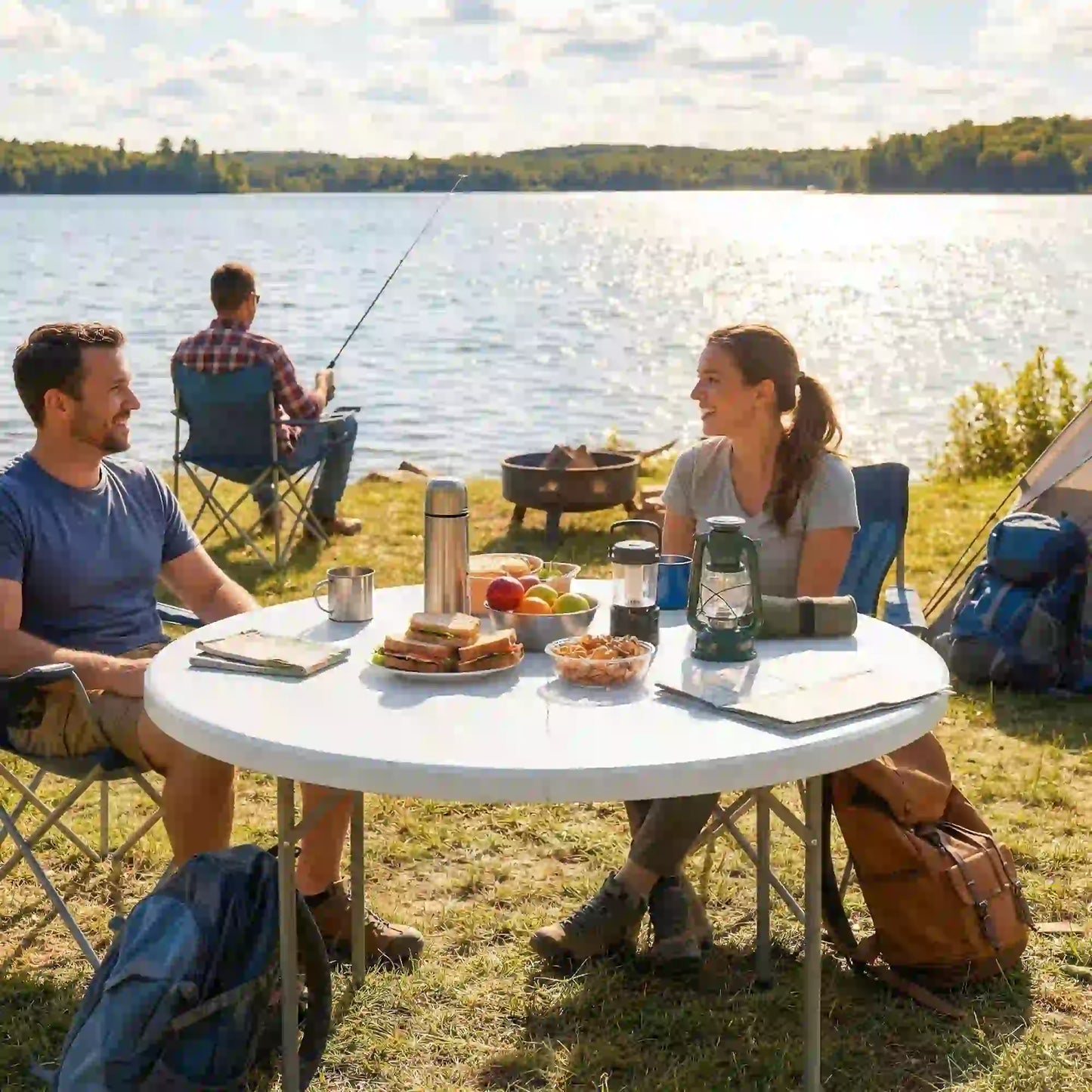 4ft Plastic Folding Picnic Table, Indoor Outdoor, White Picnic Tables & Camping Chairs at Gallery Canada