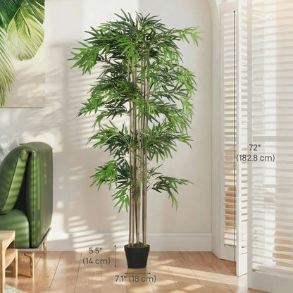 6FT Artificial Bamboo Tree Set Of 2, 1530 Leaves, Green Artificial Trees at Gallery Canada