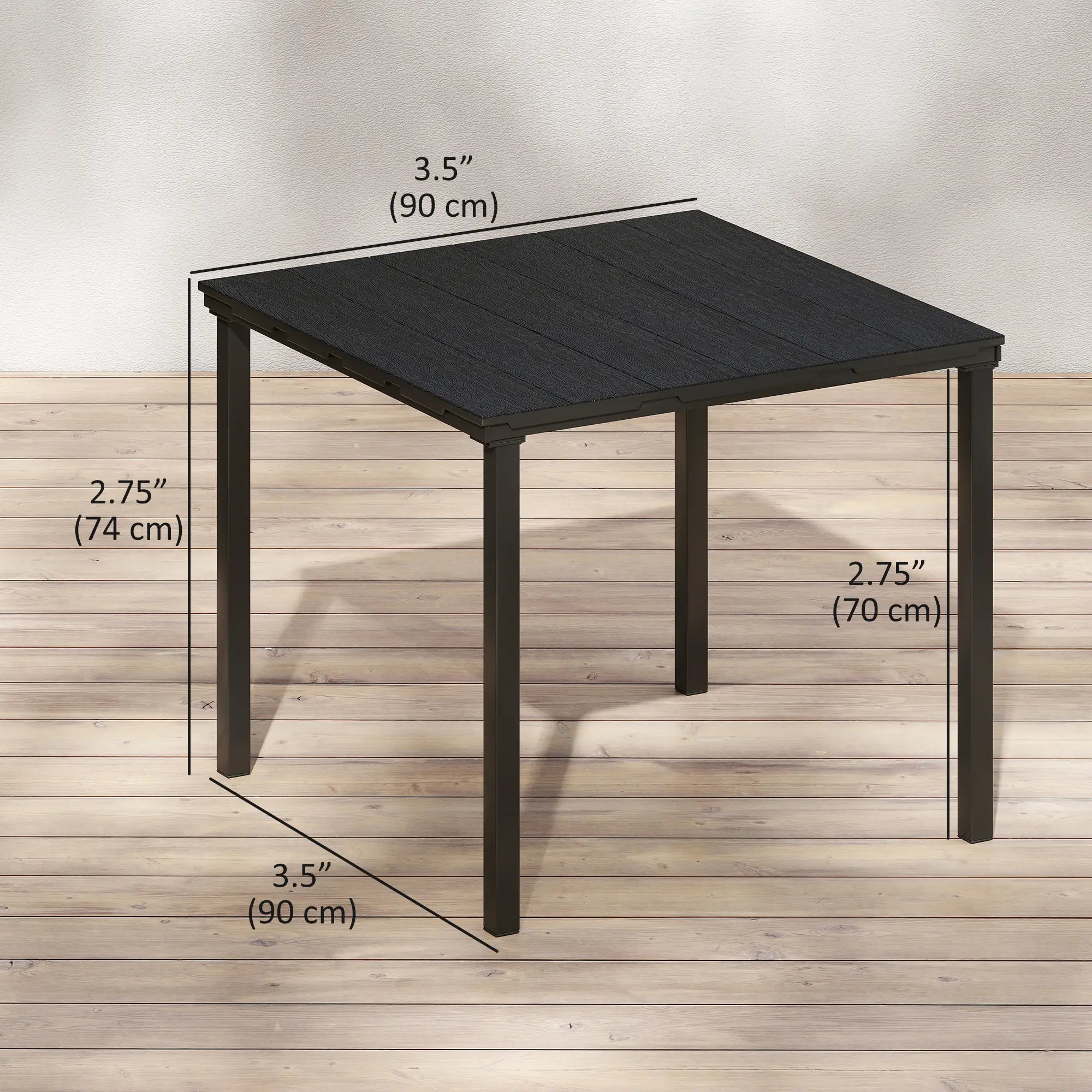 Outdoor Dining Table For 4, Square HDPE Patio Table With Metal Legs, Black Patio Dining Tables at Gallery Canada