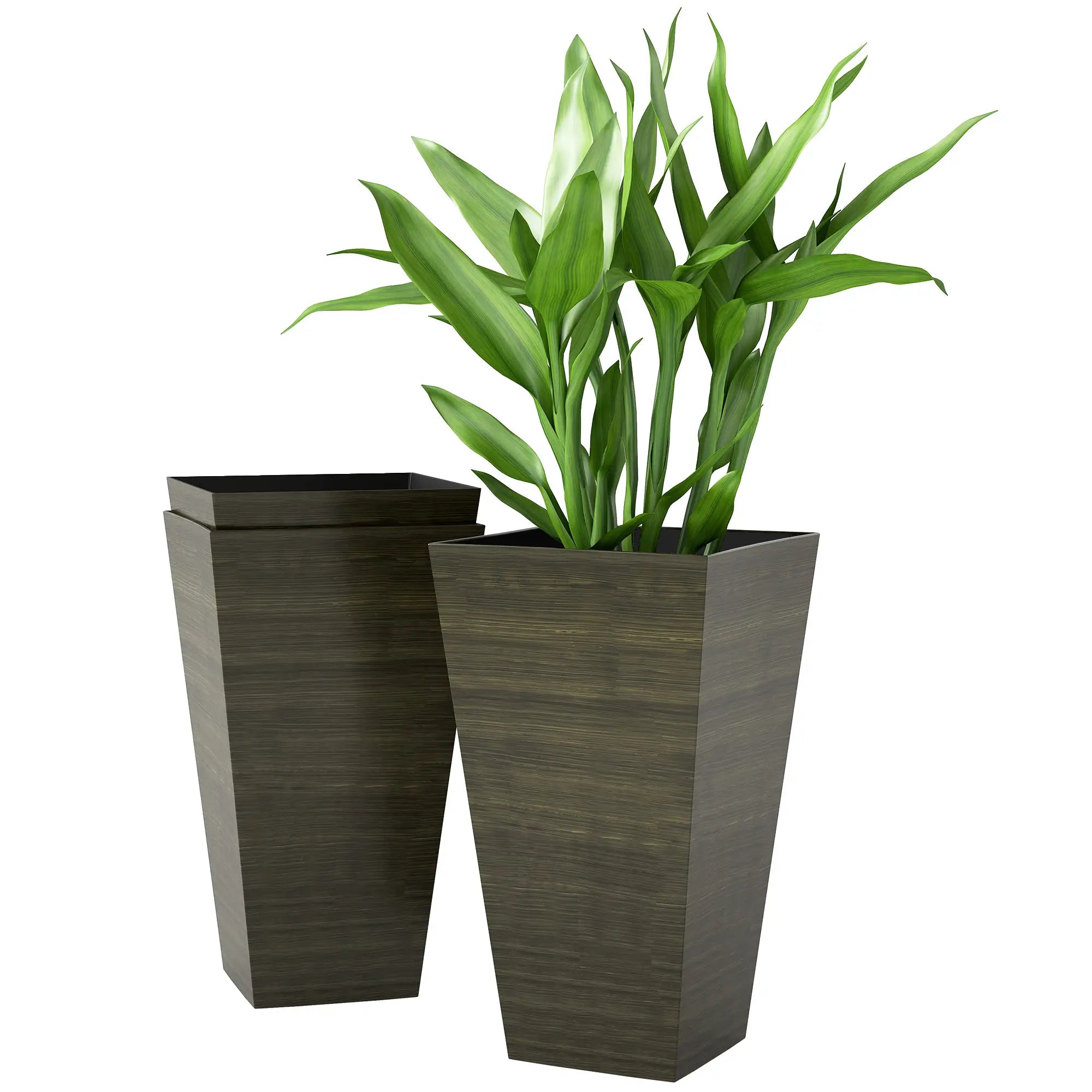 Tall Planter Set of 3, 28 Inch Taper, Bronze Planter Set at Gallery Canada