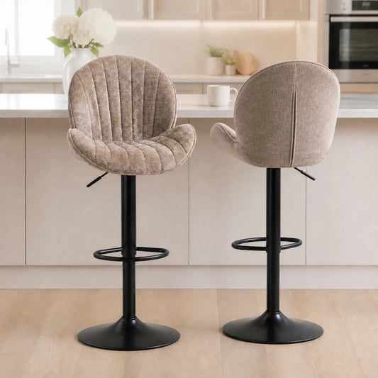 Swivel Bar Stools Set Of 2, Adjustable Height, Brown Bar Stools Brown, Black at Gallery Canada