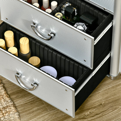 Aluminum Rolling Makeup Train Case, Portable Cosmetic Case, Lockable with Wheels, Silver Makeup Cases at Gallery Canada