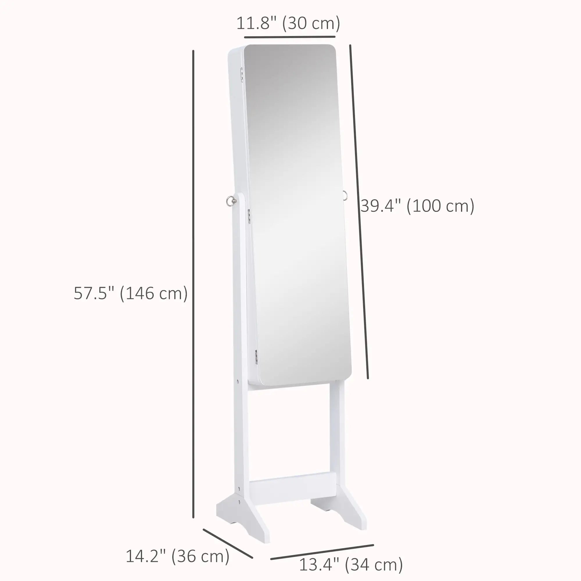 Freestanding Jewelry Cabinet Armoire, LED Lighted Organizer, Adjustable, White Jewelry Armoire & Jewellery Mirror Cabinets at Gallery Canada