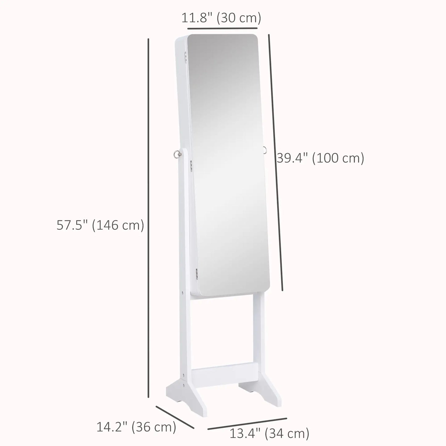 Freestanding Jewelry Cabinet Armoire, LED Lighted Organizer, Adjustable, White Jewelry Armoire & Jewellery Mirror Cabinets at Gallery Canada