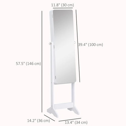 Freestanding Jewelry Cabinet Armoire, LED Lighted Organizer, Adjustable, White Jewelry Armoire & Jewellery Mirror Cabinets at Gallery Canada