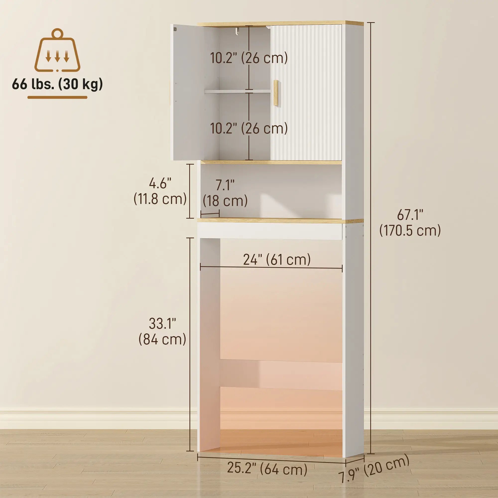 Adjustable Over Toilet Storage Shelf, White Oak, 24 Inch, White Over The Toilet Storage at Gallery Canada