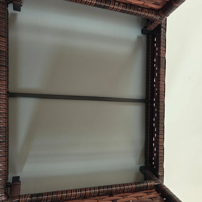 Outdoor Rattan Foldable End Table, Metal Frame, 24x24x18 in, Brown Patio Side Tables at Gallery Canada