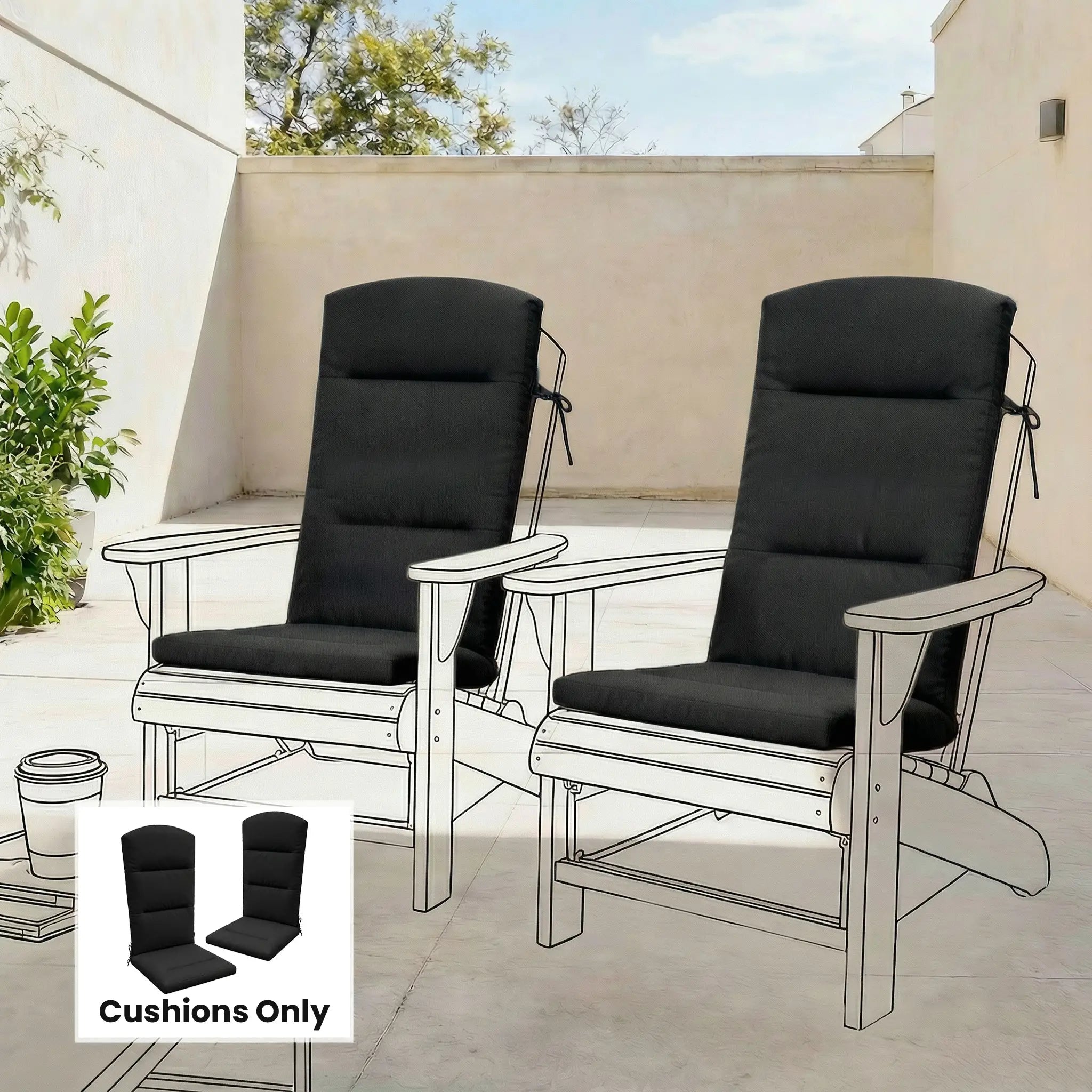 Patio Chair Cushion For Adirondack Chairs, Black Patio Chair Cushions at Gallery Canada