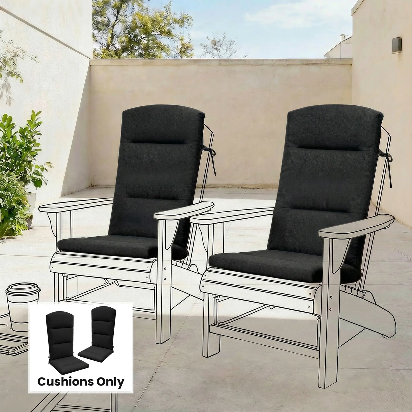 Patio Chair Cushion For Adirondack Chairs, Black Patio Chair Cushions at Gallery Canada