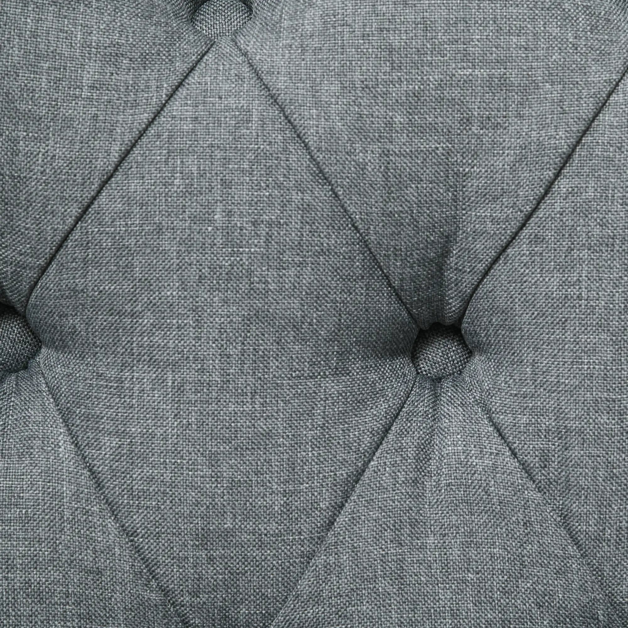 Button Tufted Chaise Lounge Chair, Upholstered with Bolster Pillow, Wood Legs, Nailhead Trim, Grey Single Sofas at Gallery Canada