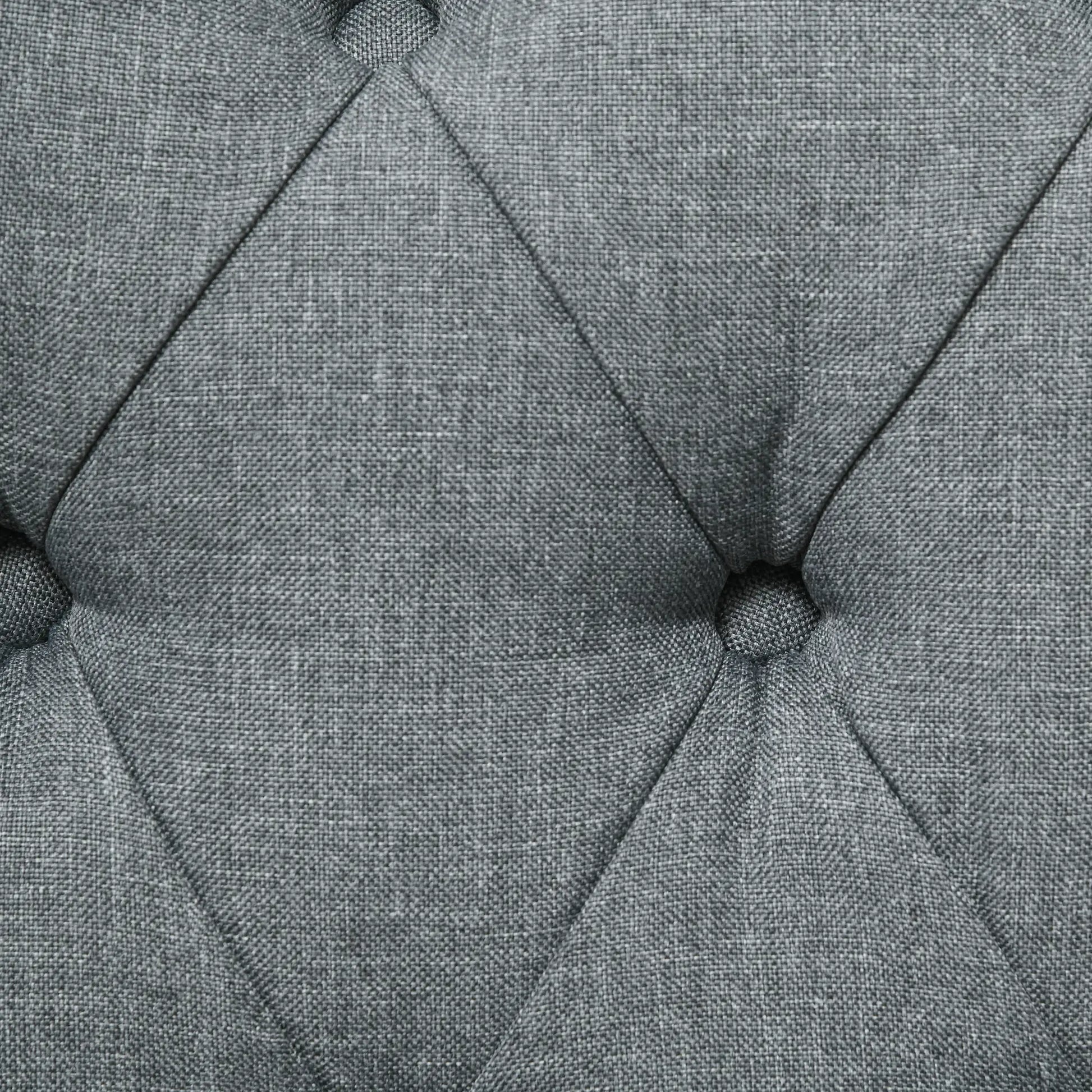 Button Tufted Chaise Lounge Chair, Upholstered with Bolster Pillow, Wood Legs, Nailhead Trim, Grey Single Sofas at Gallery Canada