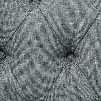 Button Tufted Chaise Lounge Chair, Upholstered with Bolster Pillow, Wood Legs, Nailhead Trim, Grey Single Sofas at Gallery Canada