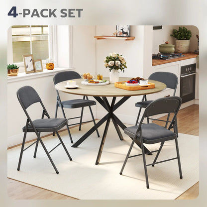 4 Pack Folding Chairs, Padded Seats, Velvet, Steel Frame, Dark Grey Dining Chairs at Gallery Canada