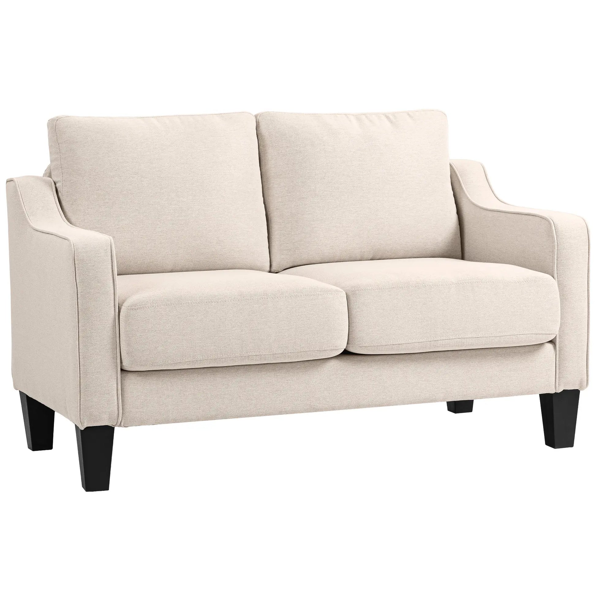 Modern Loveseat Sofa, Pocket Spring, Linen Upholstered, Beige 2-Seater Sofas at Gallery Canada