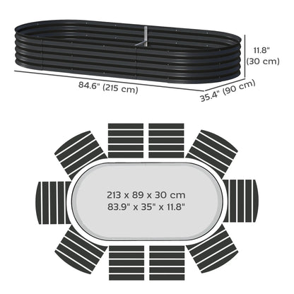 Grande Jardinière d'Extérieur, 7' x 3' x 1', Lit de Jardin Suralélevé Galvanisé, Noir