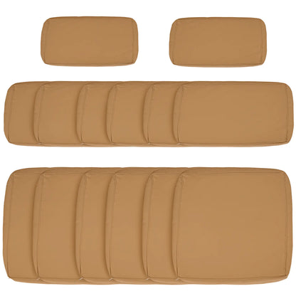 14pc Patio Rattan Sofa Set, Polyester Cover Replacement, Beige Patio Chair Cushions Light Yellow at Gallery Canada