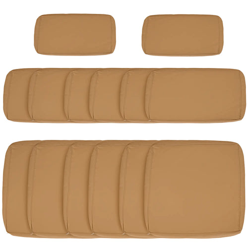 14pc Patio Rattan Sofa Set, Polyester Cover Replacement, Beige