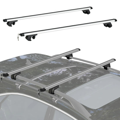 2pc Roof Rack, Aluminum Cross Bars, Adjustable, 49", Silver Automotive Silver at Gallery Canada
