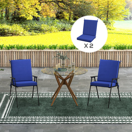 Outdoor Cushions Set of 2 for Dining Chairs, Outdoor Seat Cushions with Back, Fade-Resistant Yarn-Dyed Polyester, Navy - Gallery Canada