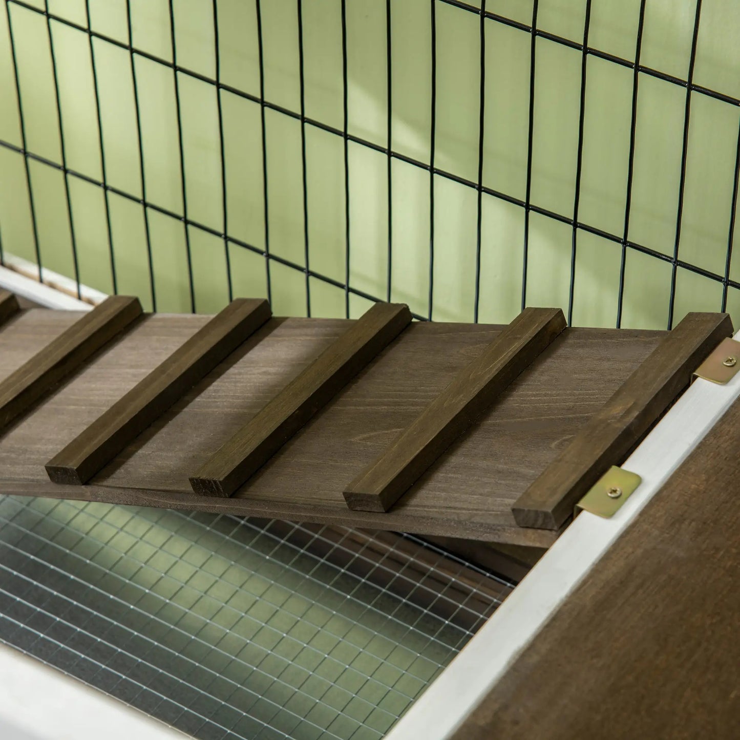 Rabbit Hutch Dual Height Bunny House, Slide Out Tray, White Coffee, White Rabbit Hutch at Gallery Canada