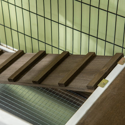 Rabbit Hutch Dual Height Bunny House, Slide Out Tray, White Coffee, White Rabbit Hutch at Gallery Canada
