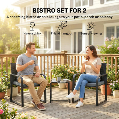 3 Piece Wicker Patio Set, Mesh Seat, Glass Table, Cushions, Grey Patio Furniture Sets at Gallery Canada
