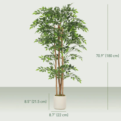 6FT Artificial Banyan Tree Set, Fake Potted Tree With Wood Trunk Artificial Trees at Gallery Canada