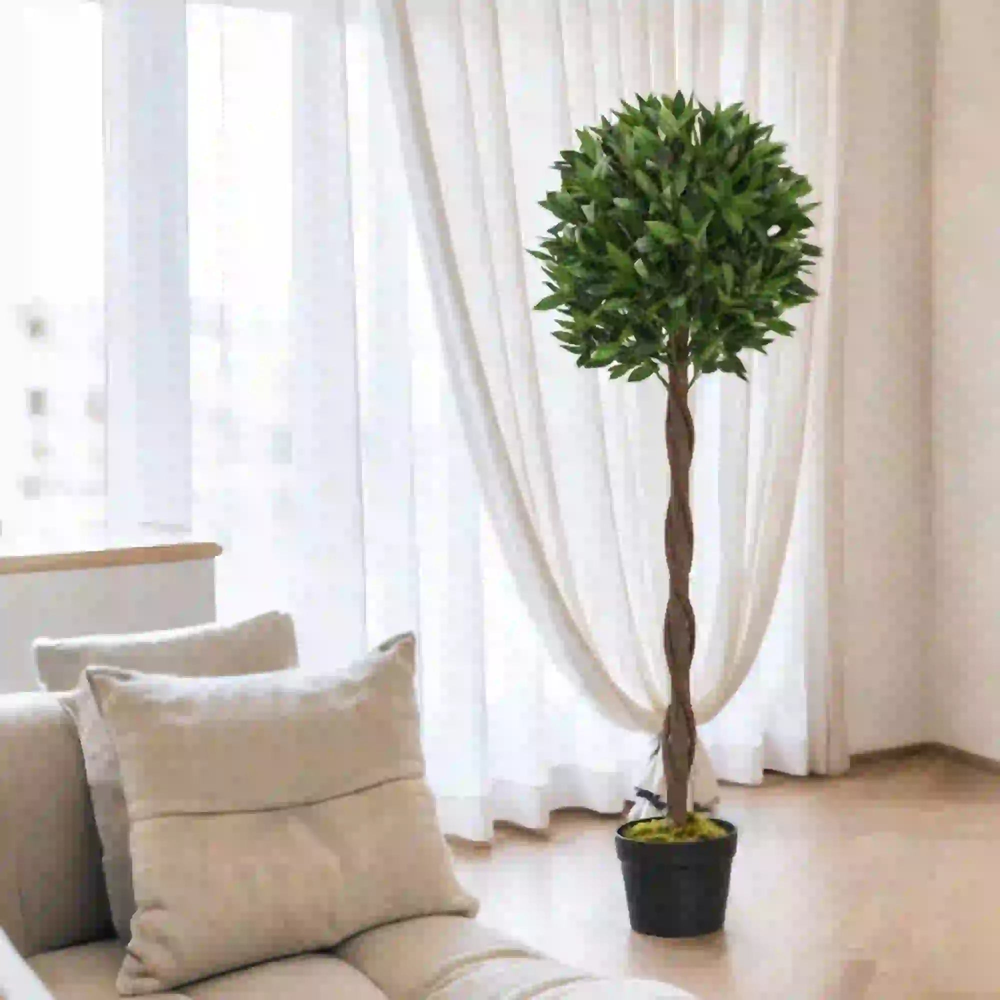 4FT Artificial Laurel Tree Set, Lifelike Fake Plant, Green Artificial Trees at Gallery Canada
