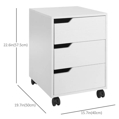 3 Drawer File Cabinet, Mobile Vertical Filing Cabinet with Wheels, White Office Cabinets & Cupboards at Gallery Canada