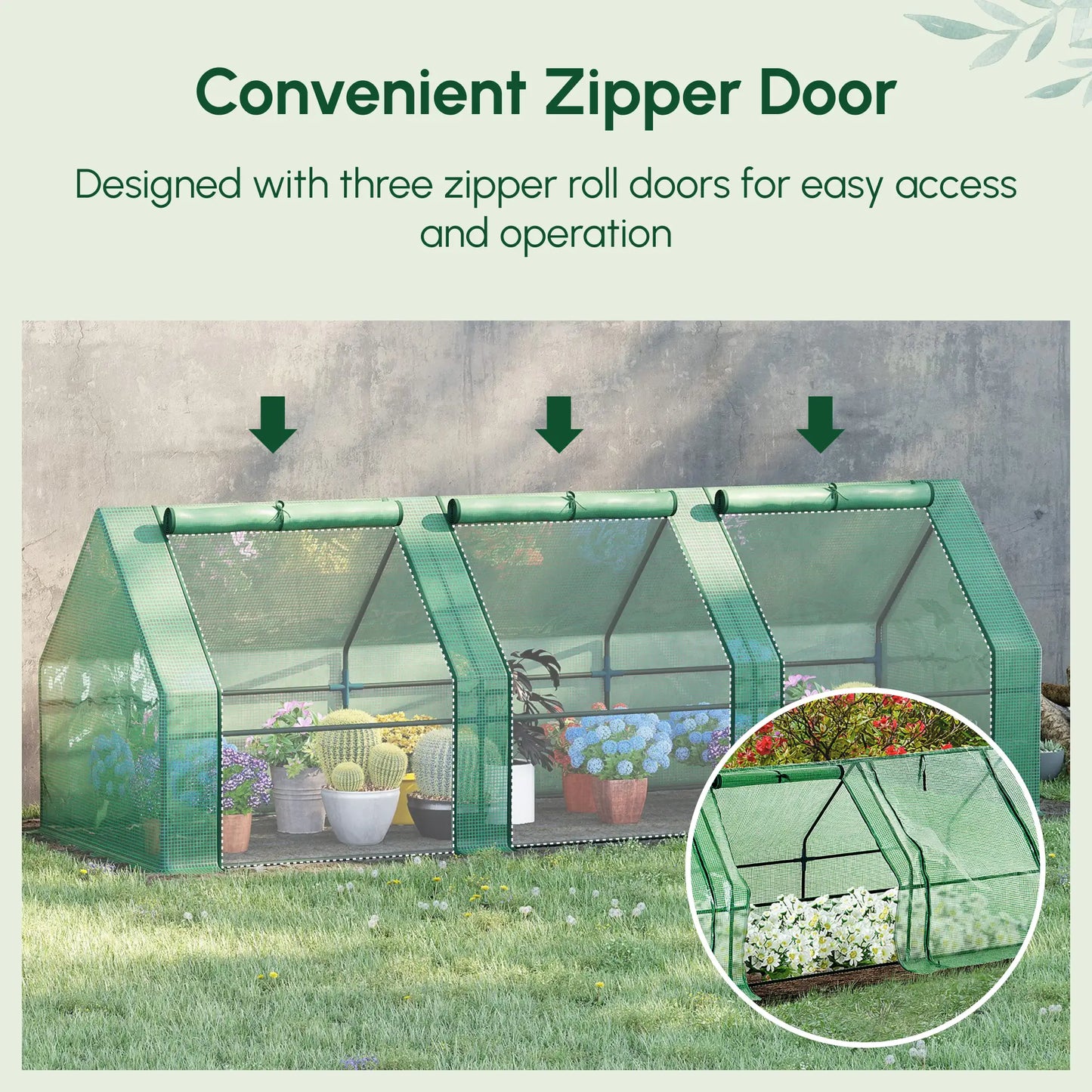 9' x 3' x 3' Mini Greenhouse, PE Cover, Zippered Doors, Green Portable Greenhouses at Gallery Canada